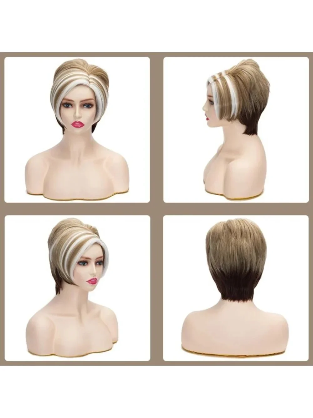 Vintage Blonde Mixed Coraline Short Pixie Wig | Realistic Updo Bob for Parties
